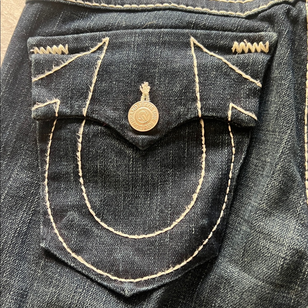 Vintage True Religion Indigo low rise Flare Jeans; women’s 29 - Picture 6 of 8